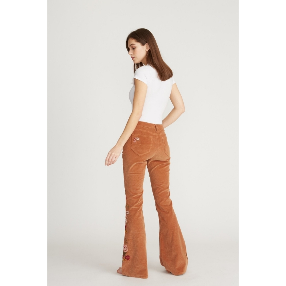 Free People X Driftwood Farrah Embroidered Cord Jeans - Picture 8 of 10